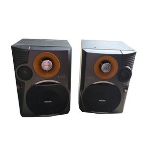 Philips FWB-C550/17 3-Way Max Bass Port Bookshelf Speakers Pair 6 Ohm Gray